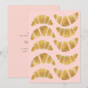 Invitation Carton d'invitation aquarelle Croissant Rose