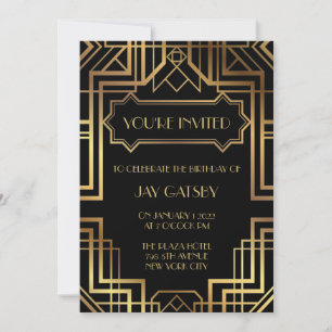 Invitation Carton d'invitation Art Déco sur le thème de Gatsb