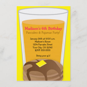 Invitation Carton d'invitation au brunch jaune Pancakes & Paj
