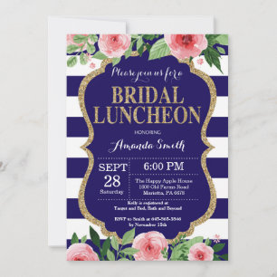 Invitation Carton d'invitation au lunch de mariage bleu marin