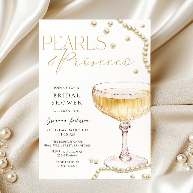 Invitation Carton d'invitation au mariage Pearls & Prosecco (Créateur téléchargé)