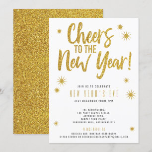 Invitation Carton d'invitation au réveillon du Nouvel An blan