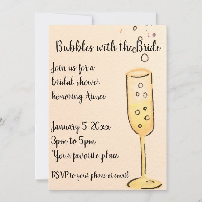 Invitation Carton d'invitation avec bulles de la mariée (Devant)