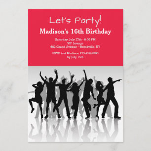 Invitation Carton d'invitation avec silhouettes de fêtards