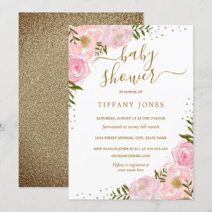 Invitation Carton d'invitation Baby Shower Floral Watercolor 