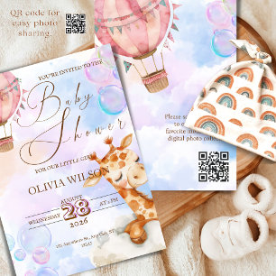 Invitation Carton d'invitation Baby Shower Pastel Giraffe ave