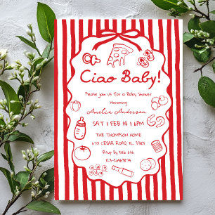 Invitation Carton d'invitation Baby Shower Pizza Italien Dood