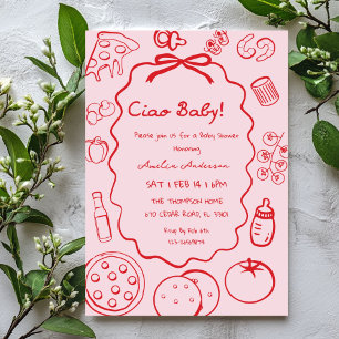 Invitation Carton d'invitation Baby Shower Pizza Italienne Do