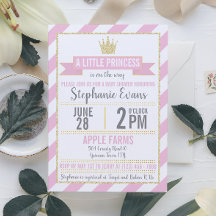 Carton d'invitation Baby Shower Princesse Pailleté