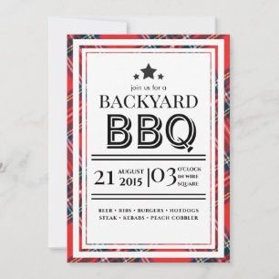 Invitation Carton d'invitation BBQ à carreaux rouges