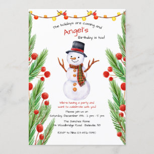 Invitation Carton d'invitation Bonhomme de neige souriant