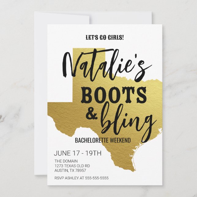 Invitation Carton d'invitation Boots & Bling pour l'enterreme (Devant)