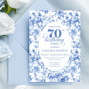 Invitation Carton d'invitation chic à fleurs bleu marine pour