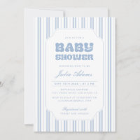 Carton d'invitation classique bleu pâle rayé pour 