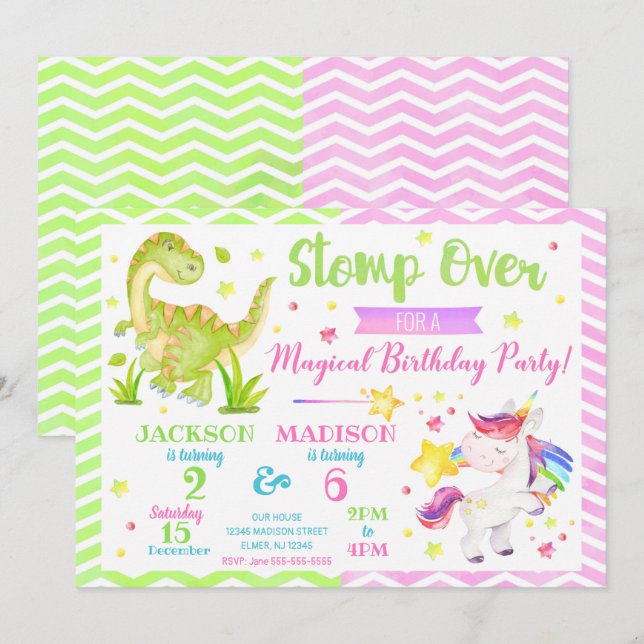 Invitation Carton d'invitation conjoint d'anniversaire de din (Devant / Derrière)
