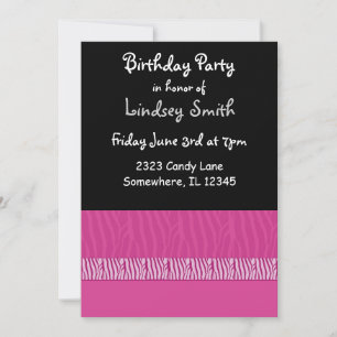 Invitation Carton d'invitation d'anniversaire à motif zèbre r