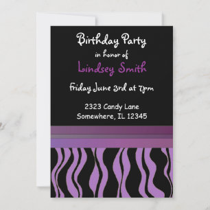 Invitation Carton d'invitation d'anniversaire à motif zèbre v