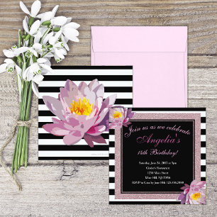 Invitation Carton d'invitation d'anniversaire à rayure de pai