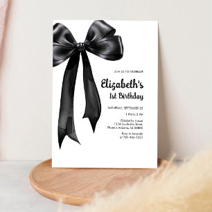 Invitation Carton d'invitation d'anniversaire à ruban noir Co