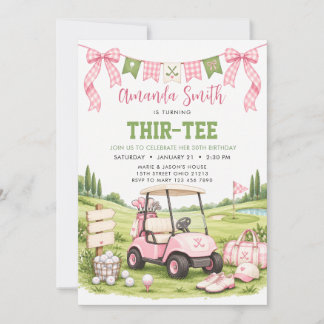 Invitation Carton d'invitation d'anniversaire adulte rose Gol