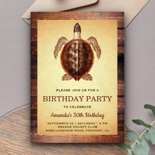 Invitation Carton d'invitation d'anniversaire adulte Tortue V