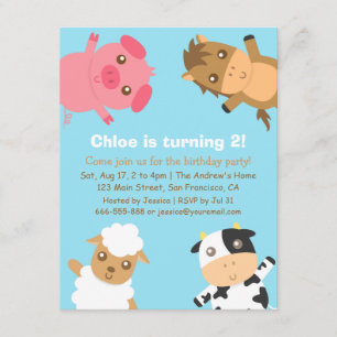 Invitation Carton d'invitation d'anniversaire aux animaux de