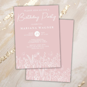 Invitation Carton d'invitation d'anniversaire aux fleurs sauv