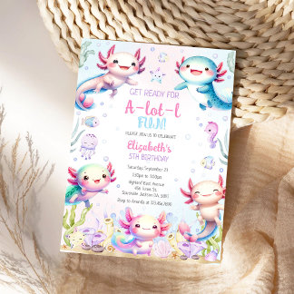 Invitation Carton d'invitation d'anniversaire Axolotl A-Lot-l