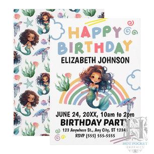 Invitation Carton d'invitation d'anniversaire Black Mermaid s