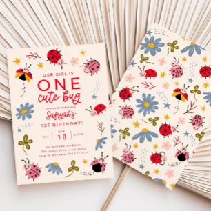 Invitation Carton d'invitation d'anniversaire coccinelle   Un
