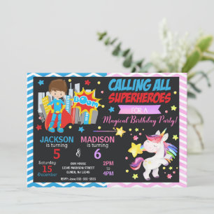 Invitation Carton d'invitation d'anniversaire commun de super