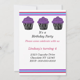 Invitation Carton d'invitation d'anniversaire Cupcakes à moti
