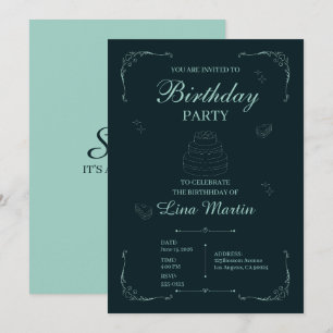 Invitation Carton d'invitation d'anniversaire Dark Sage