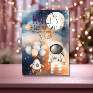 Invitation Carton d'invitation d'anniversaire d'astronaute de