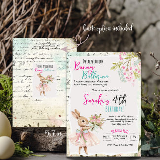 Invitation Carton d'invitation d'anniversaire de Ballerine La