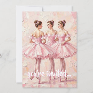Invitation carton d'invitation d'anniversaire de ballerine ro