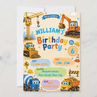 Invitation Carton d'invitation d'anniversaire de construction