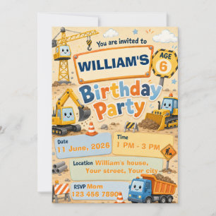 Invitation Carton d'invitation d'anniversaire de construction