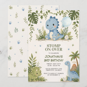 Invitation Carton d'invitation d'anniversaire de dinosaure à