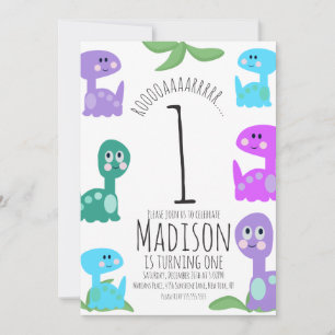Invitation Carton d'invitation d'anniversaire de dinosaures b