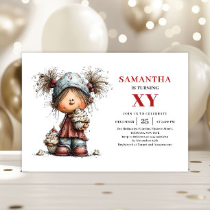 Invitation Carton d'invitation d'anniversaire de fille avec h
