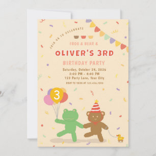 Invitation Carton d'invitation d'anniversaire de grenouille e