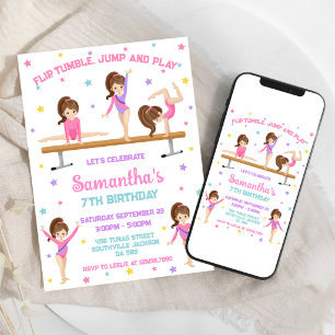 Invitation Carton d'invitation d'anniversaire de gymnastique 