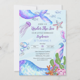 Invitation Carton d'invitation d'anniversaire de la Sirène Ma