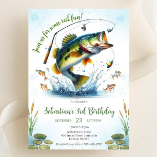 Invitation Carton d'invitation d'anniversaire de pêche amusan