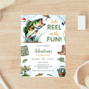 Invitation Carton d'invitation d'anniversaire de pêche amusan