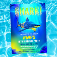 Carton d'invitation d'anniversaire de requin de né