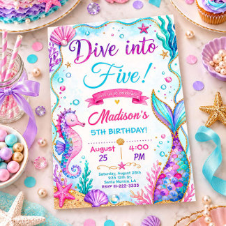 Invitation Carton d'invitation d'anniversaire de sirène scint