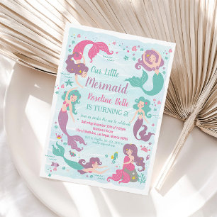 Invitation Carton d'invitation d'anniversaire de sirène sous
