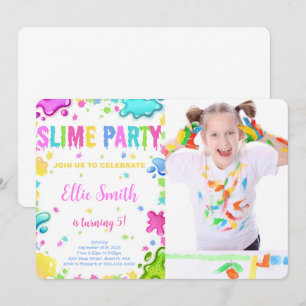 Invitation Carton d'invitation d'anniversaire de slime modifi